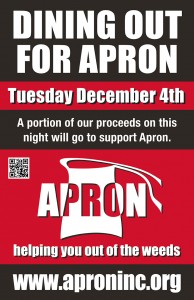 APRON Dine out event — Tuesday 12/4/12