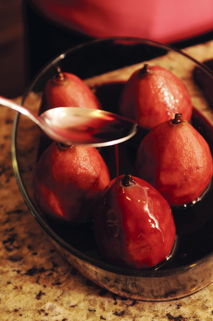 Poached Pears in Red Wine