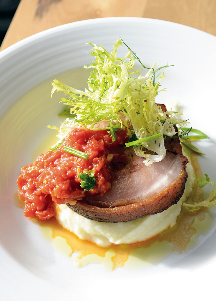 Rye's crispy porchetta with potato purée