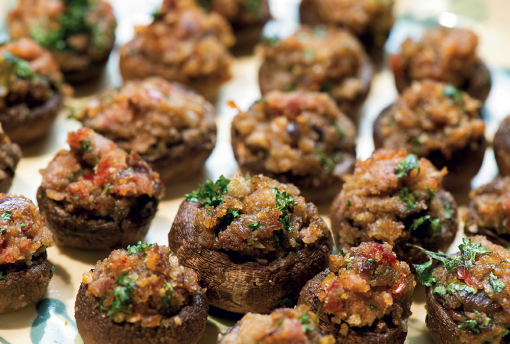 Country ham stuffed mushrooms