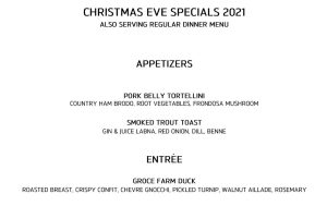 Proof on Main reveals Christmas Eve and New Year’s Eve menus