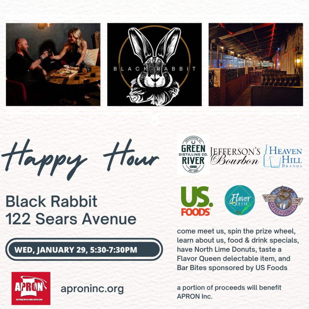 APRON Inc.’s “Happy Hour Friend-Raiser” at Black Rabbit (Wed., Jan. 29)