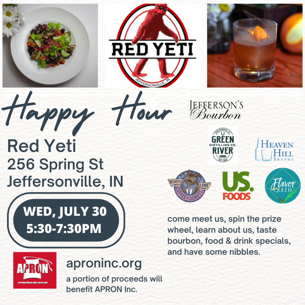 APRON Inc.’s “Happy Hour Friend-Raiser” at Red Yeti (Wed., July 30)